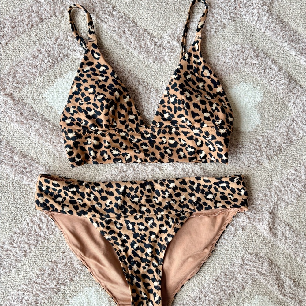 aerie blush leopard bikini set